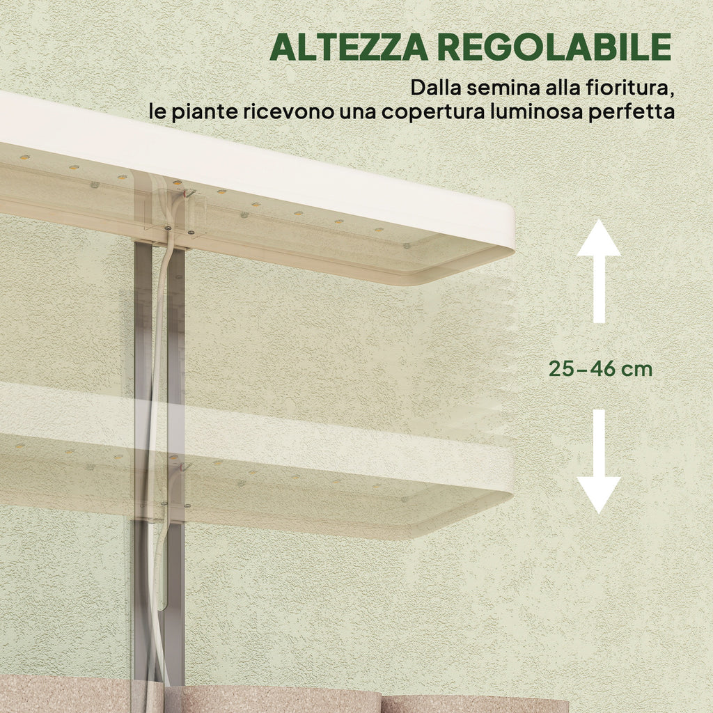 42 LED Plant Lights with 3 Pots, Timer and Dimmable Lighting, 45x18.8x47.8 cm, White