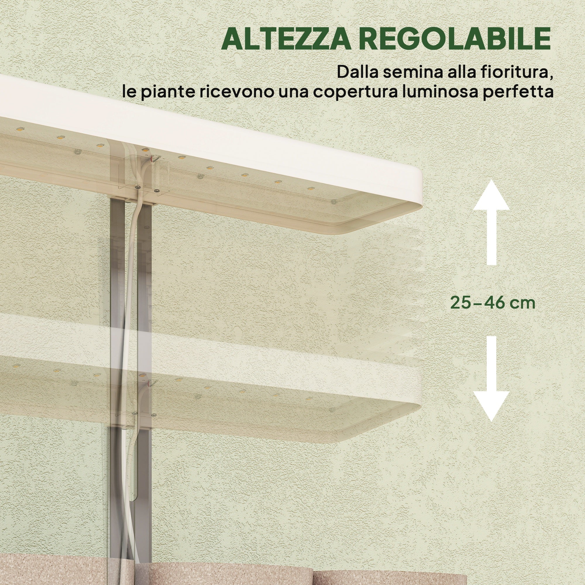 42 LED Plant Lights with 3 Pots, Timer and Dimmable Lighting, 45x18.8x47.8 cm, White