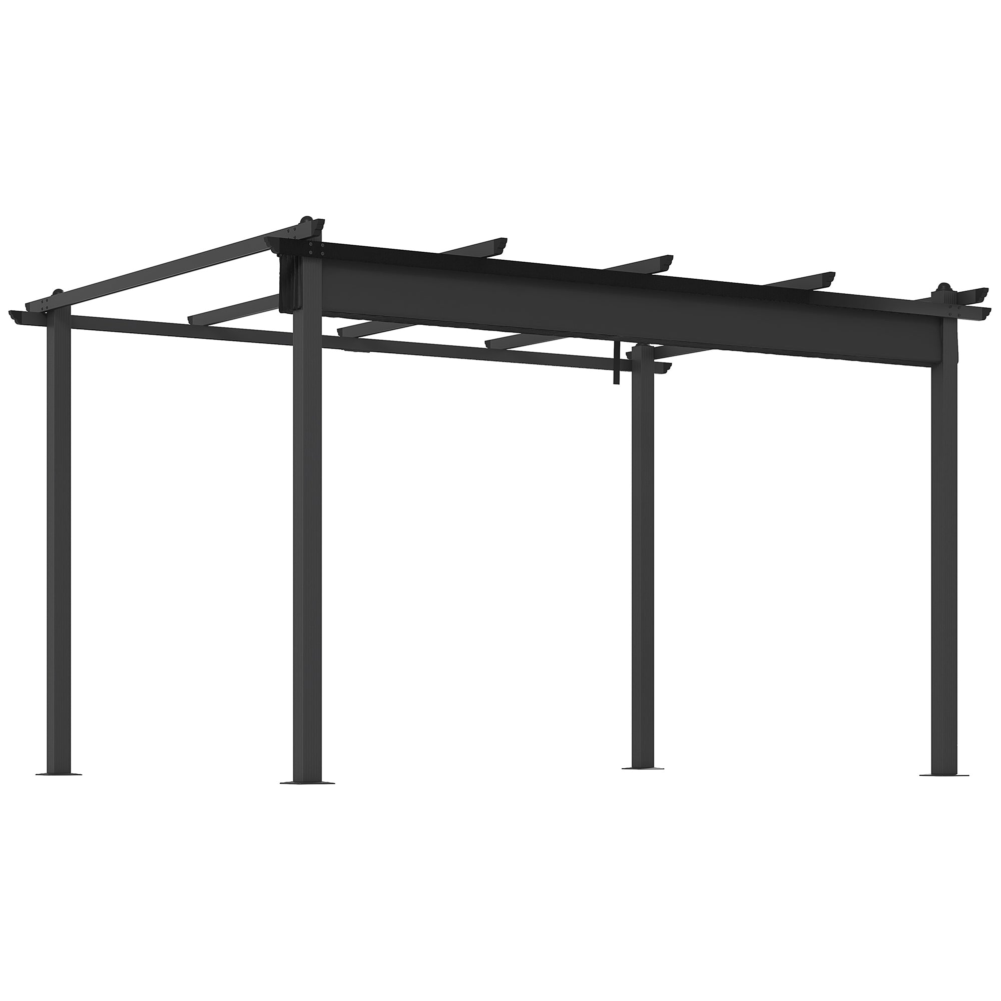 Pergola Gazebo 4x3 m with 8 Drainage Holes, in Aluminium, Metal and Polyester, Dark Gray - Borgè