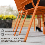 Outsunny Set of 4 Stackable Garden Chairs with High Backrest and Armrests, in PP and Steel, 56x66x91 cm, Orange