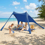 Outsunny UV 50+ Beach Tent for 2-4 People with Mat and Shovel, in Lycra and Aluminum, 200x208x200 cm, Blue