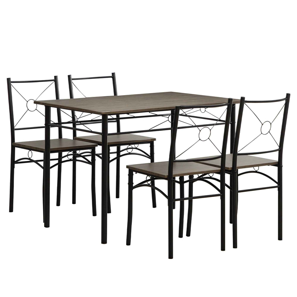 HOMCOM Dining Table with 4 Chairs, 5-Piece Set in MDF and Metal for Dining Room, Kitchen, Living Room and Bar