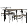 HOMCOM Dining Table with 4 Chairs, 5-Piece Set in MDF and Metal for Dining Room, Kitchen, Living Room and Bar