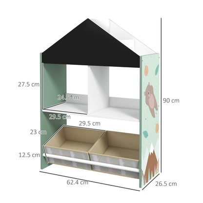 Zonekiz Keephop shelf for children with removable shelves and drawers, green - Borgè