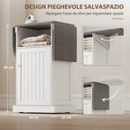 Folding Ironing Board with Wheels, Open Shelf and Cabinet, 121 x 37 x 89 cm, White and Grey