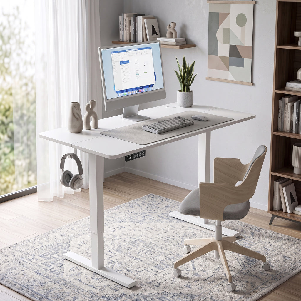 HOMCOM Electric Height-Adjustable Desk with Memory Function, 120x60x72-118 cm, White