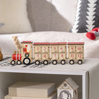 Christmas Advent Calendar Train with Santa Claus and LED Light Included, Plywood, 40x8x11 cm