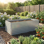 Outsunny Set of 2 Galvanized Metal Raised Garden Beds with Secure Edge, Elevated Vegetable Planter, Silver