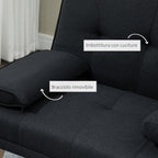 3-Seater Reclining Sofa Bed with Linen Effect Covering and Drop-leaf Table, Gray