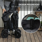 120L Folding Garden Trolley with Opening Panel, in Steel and Polyester, 90x48x62 cm, Black