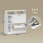 HOMCOM Narrow Shoe Rack with Adjustable Dividers, White