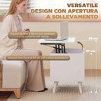 HOMCOM 75cm White Punched Coffee Table with Lift-Up Top and Hidden Storage
