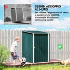 Outsunny Galvanized Steel Garden Shed with Hinged Door, 100x104x160 cm, Green