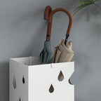 Metal Umbrella Stand with 4 Hooks and Drip Tray, 15.5x15. 5x41cm, White