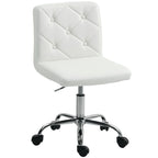 Adjustable Office Chair with Button Upholstery, PU Leather, Foam and Steel, 44x50x78-88 cm, White