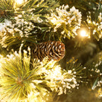 60cm Tall Small Christmas Tree with 35 White LED Lights, 64 Fireproof Branches with Pine Cones, Green