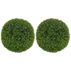 HOMCOM Set of 2 Artificial Boxwood Plants in PE, Ø40 cm, for Indoor and Outdoor Use, Green