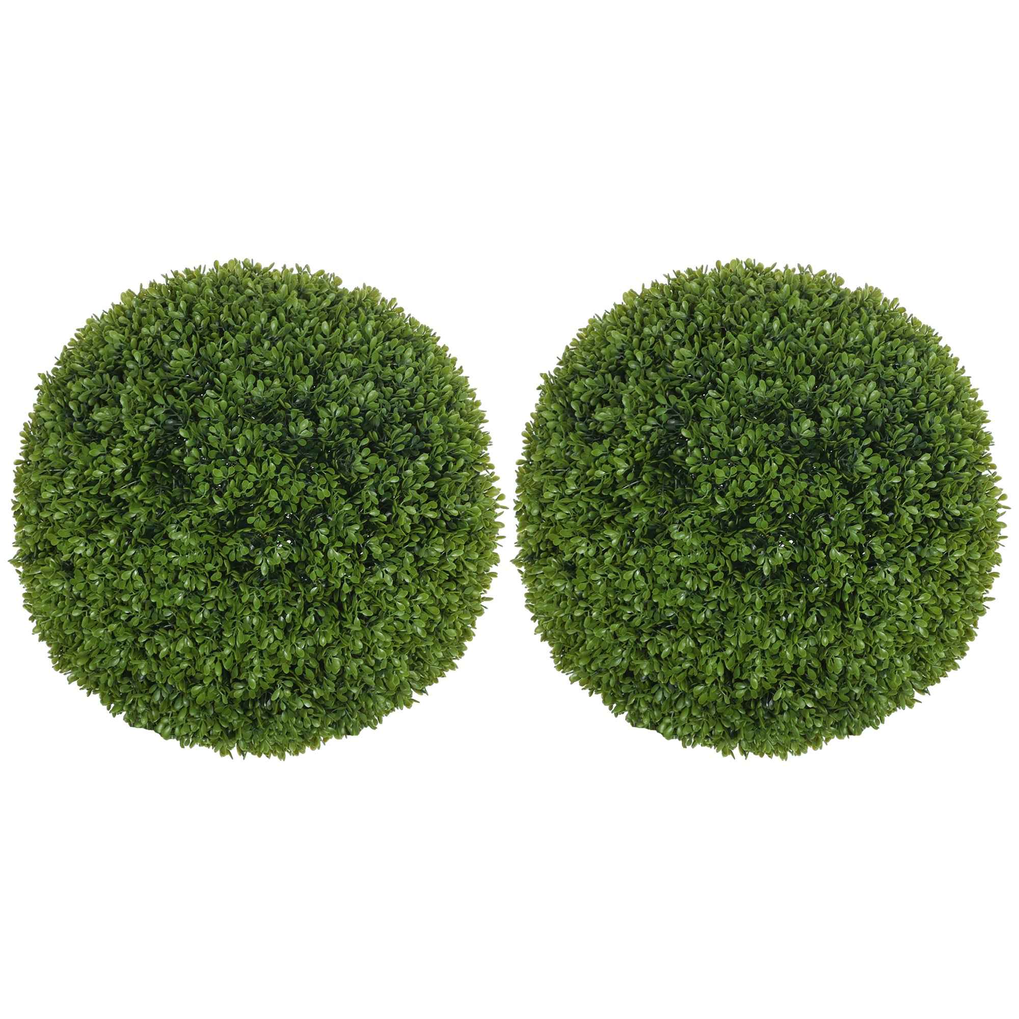 HOMCOM Set of 2 Artificial Boxwood Plants in PE, Ø40 cm, for Indoor and Outdoor Use, Green