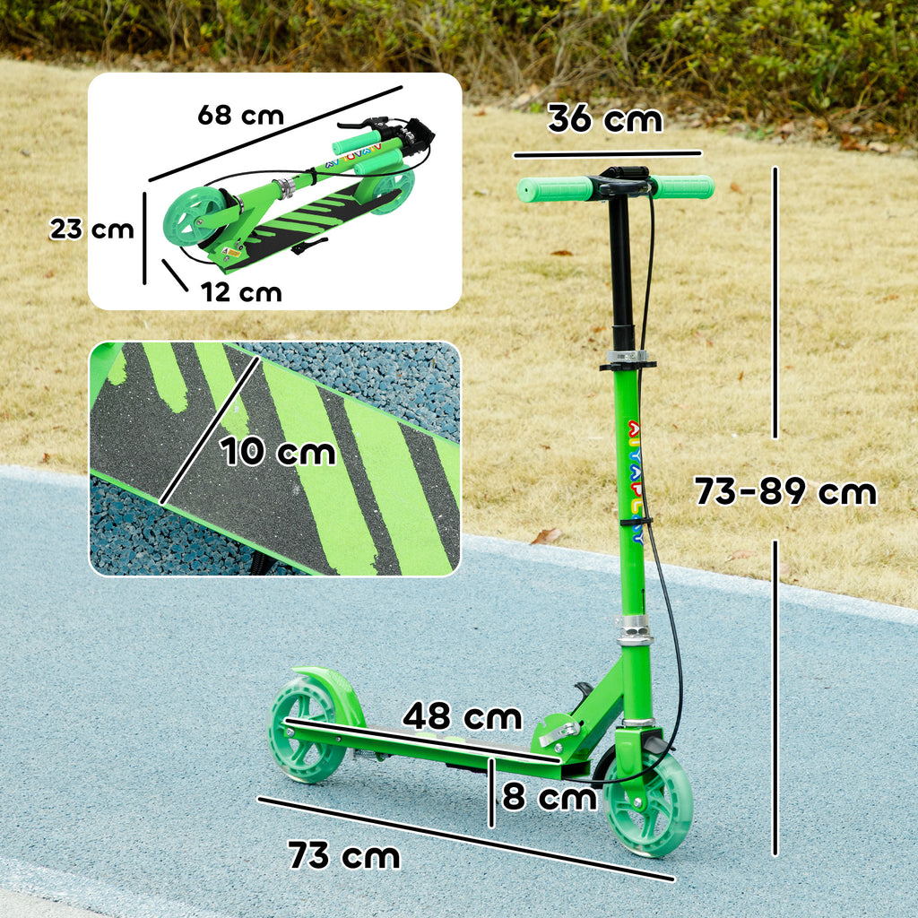 AIYAPLAY Scooter for Kids Ages 3-8 with Light-Up Wheels, Adjustable Handle and Rear Brake, Green