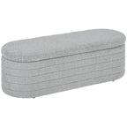 Teddy Fabric Bed End Bench with Storage Compartment, 116x41x40.5cm, Light Grey