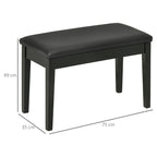 Piano Stool with Storage Compartment in Wood and PU Faux Leather, 75x35x49cm, Black