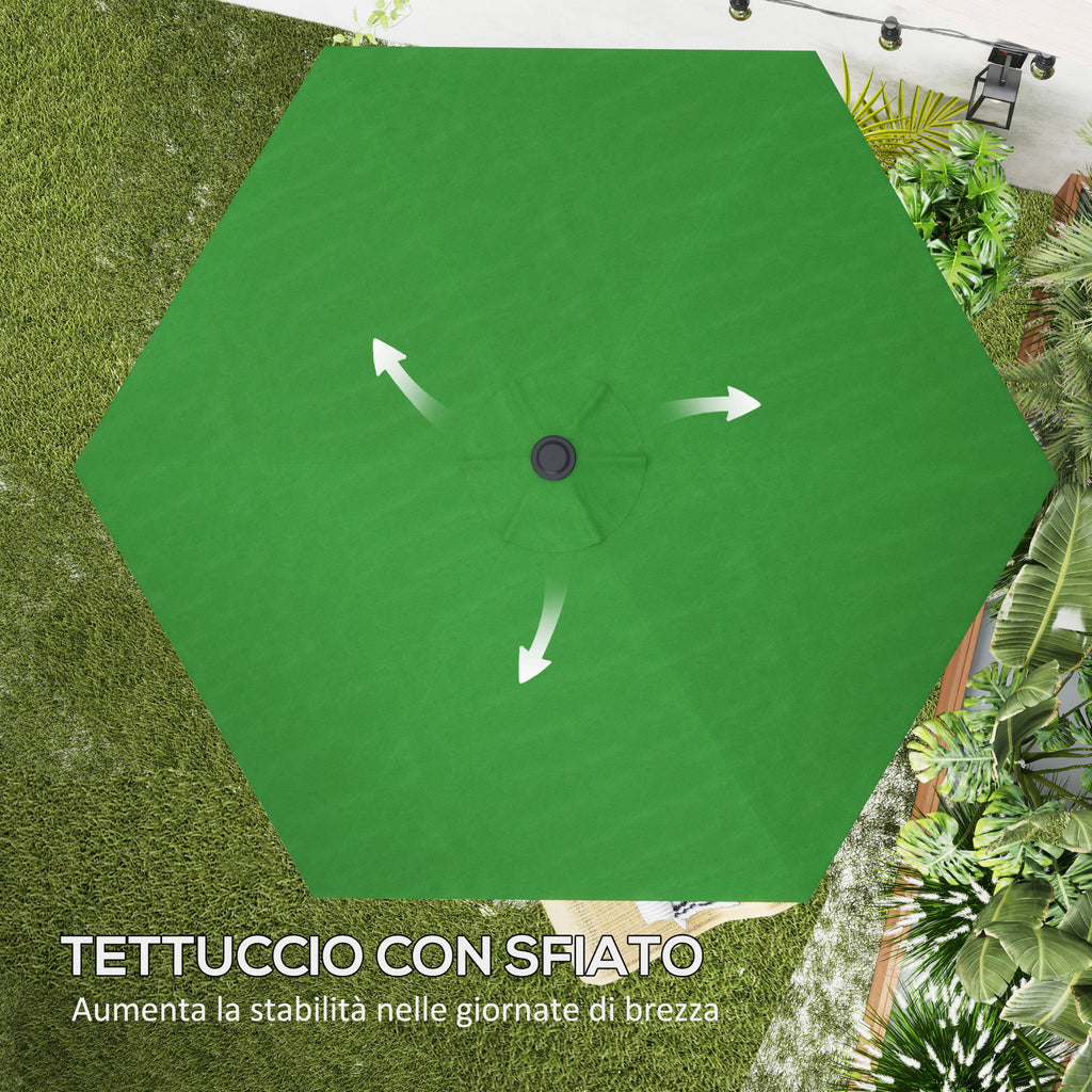 Replacement Canopy for Umbrella Ø3 m with Air Vents for Wooden and Steel Frames, Green