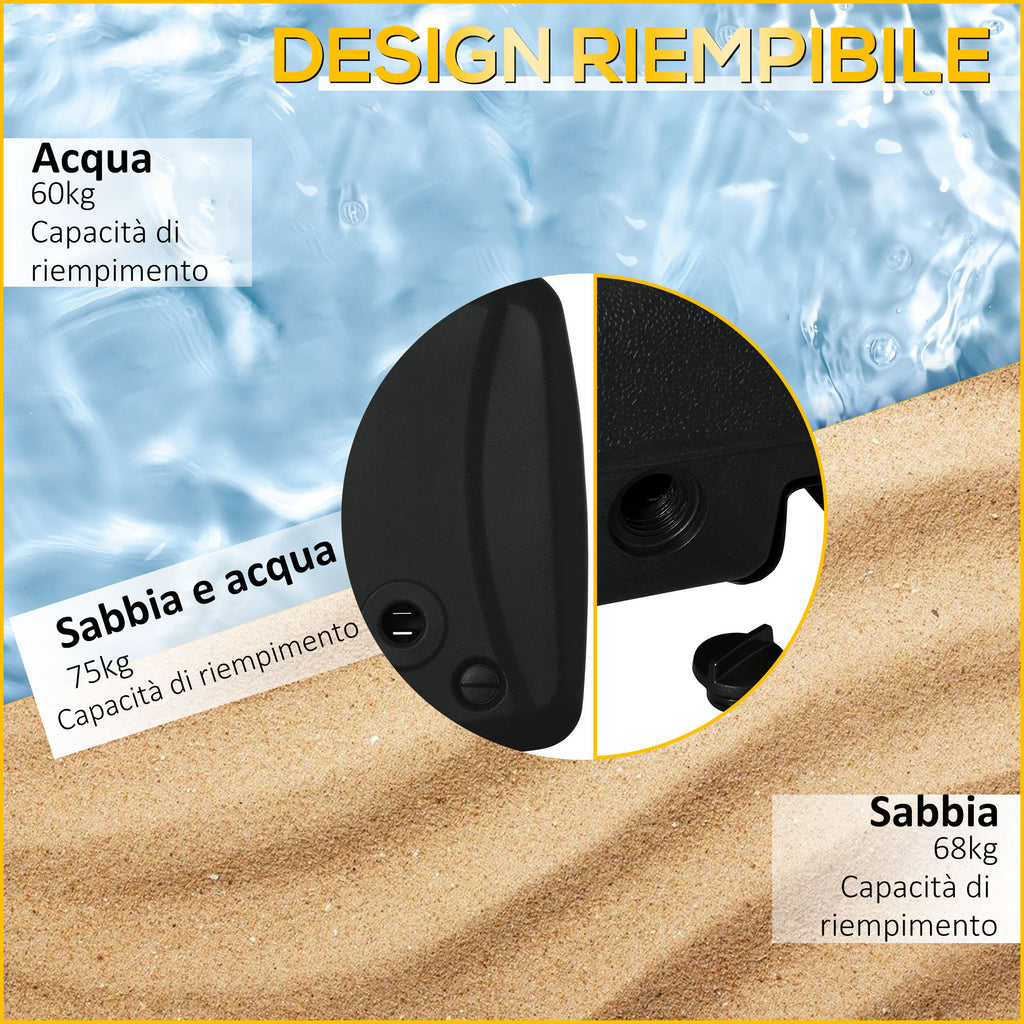 Fillable Arm Umbrella Base up to 75kg with T-Base Included, 80x60x17cm, Black