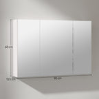 kleankin Bathroom Wall Cabinet with 3 Mirrored Doors and Adjustable Wooden Shelves 90x13.5x60 cm, White