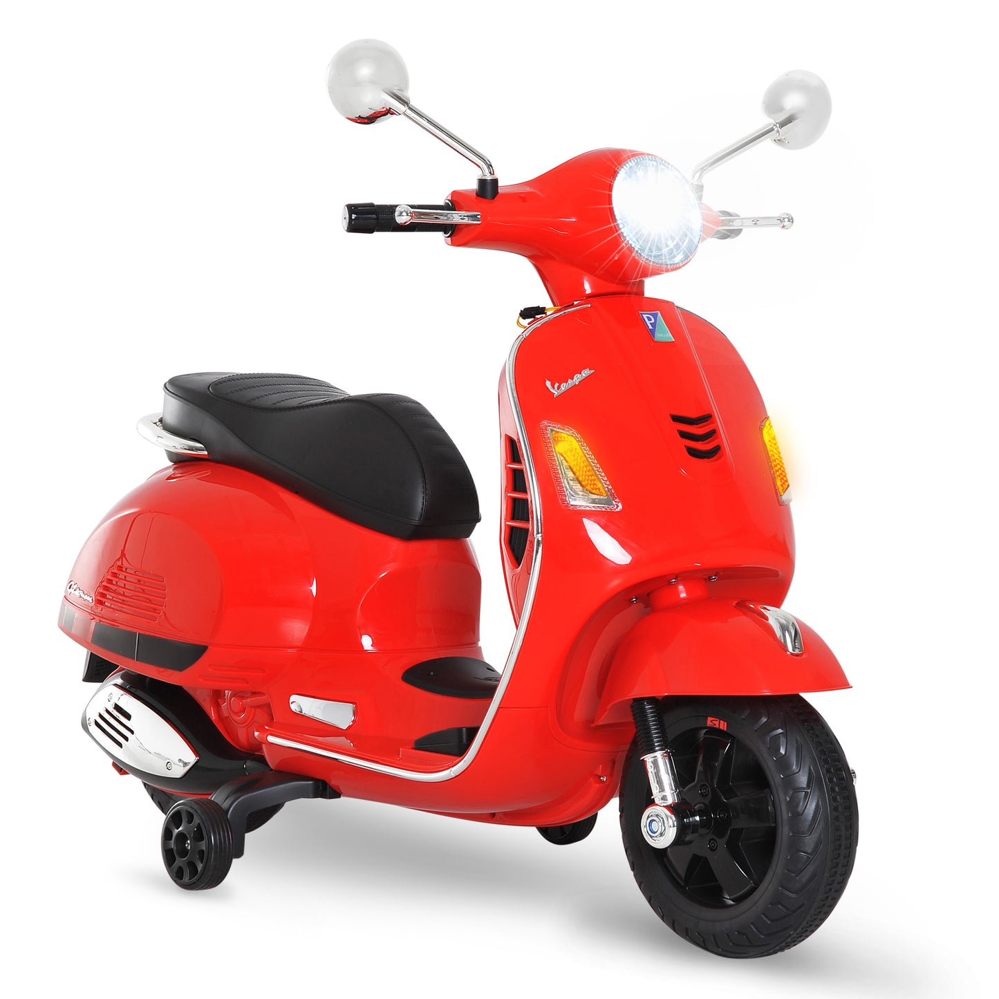 Electric Motorcycle for Kids Vespa Design, 6V Battery with Sounds and Lights, Ages 3-6 Years, Red