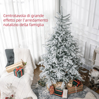 CHRISTMAS TREE - Snow-covered Christmas Tree with 1321 Fireproof Branches, in Plastic and Metal, Ø115x180 cm, Green