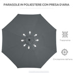 3x2.5 m Tilting Garden Umbrella with Crank Handle, Metal and Polyester, Dark Grey