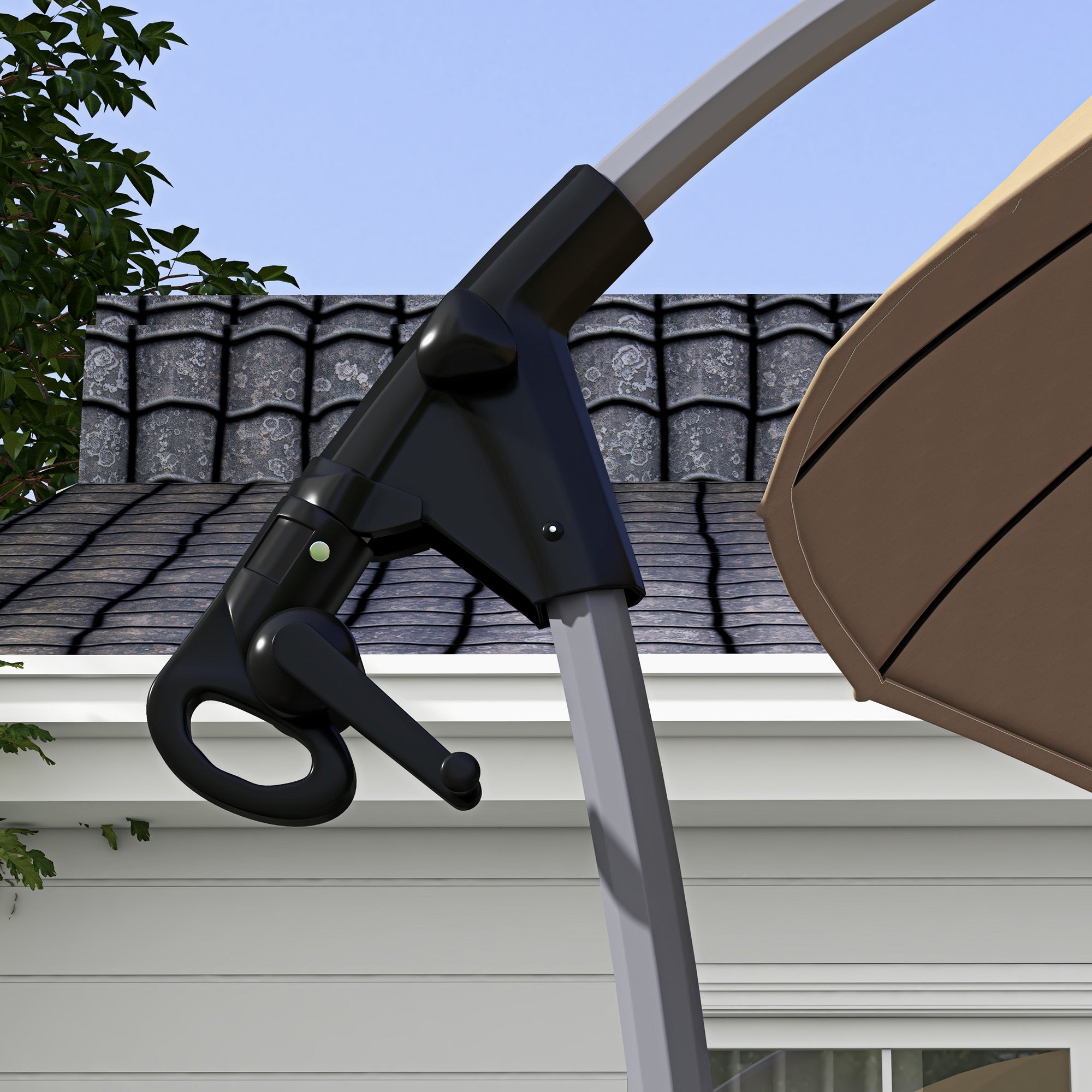 Decentralized Garden Umbrella 2.7m with Crank Opening and 16 Fiberglass Ribs, Khaki - Borgè