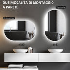 Anti-Fog LED Bathroom Mirror with Adjustable Brightness, Glass and Aluminum, 81x51x4.5 cm