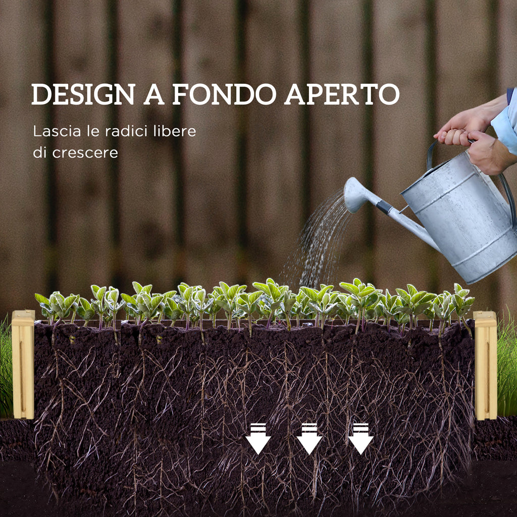 Planter with Trellis for Climbing and Open Bottom, in Fir Wood, 230x60x110 cm, Wood color