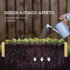 Planter with Trellis for Climbing and Open Bottom, in Fir Wood, 230x60x110 cm, Wood color