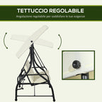 Outsunny Outusunny Swinging 3-Seater Garden Bed with Adjustable Canopy, in Steel and Polyester, 195x117x175 cm, Cream and Black - Borgè