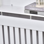 Slatted MDF Radiator Cover for Home and Office, 112x19x81 cm, White