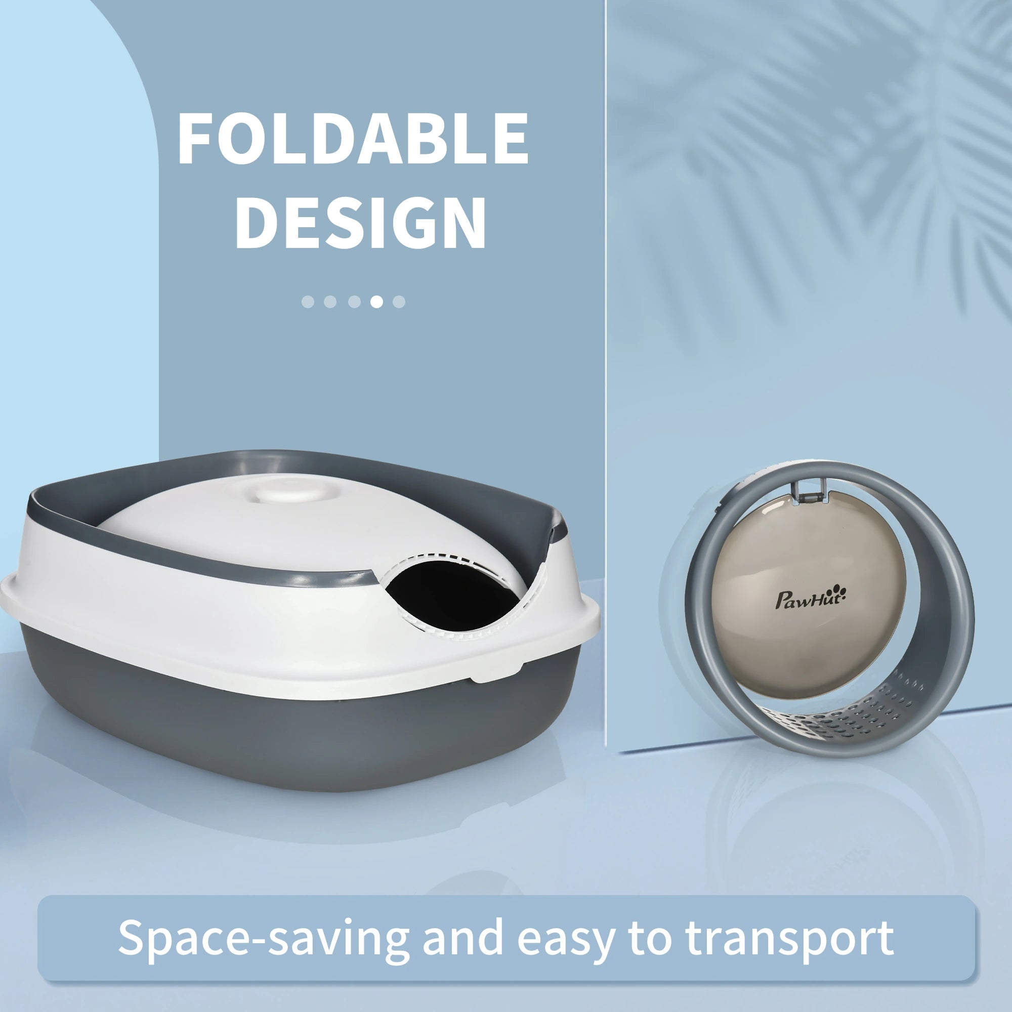 Cat Litter Box with Scoop and Deodorizer, Foldable Design with Handle, 52x41x38 cm - Borge' Group Limited