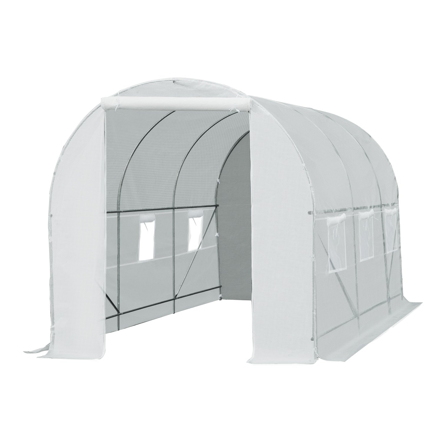 Outsunny 4.5x2x2m Tunnel Greenhouse with PE Cover and Metal Tubes, White