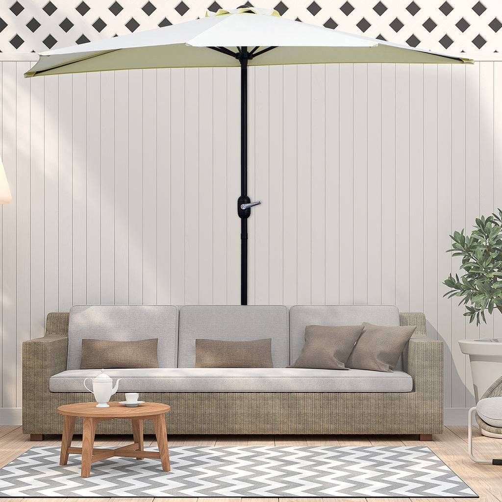 Crescent Terrace Umbrella with Crank Opening and 2 Section Pole, 2.6x1.35 m, Beige