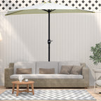 Crescent Terrace Umbrella with Crank Opening and 2 Section Pole, 2.6x1.35 m, Beige