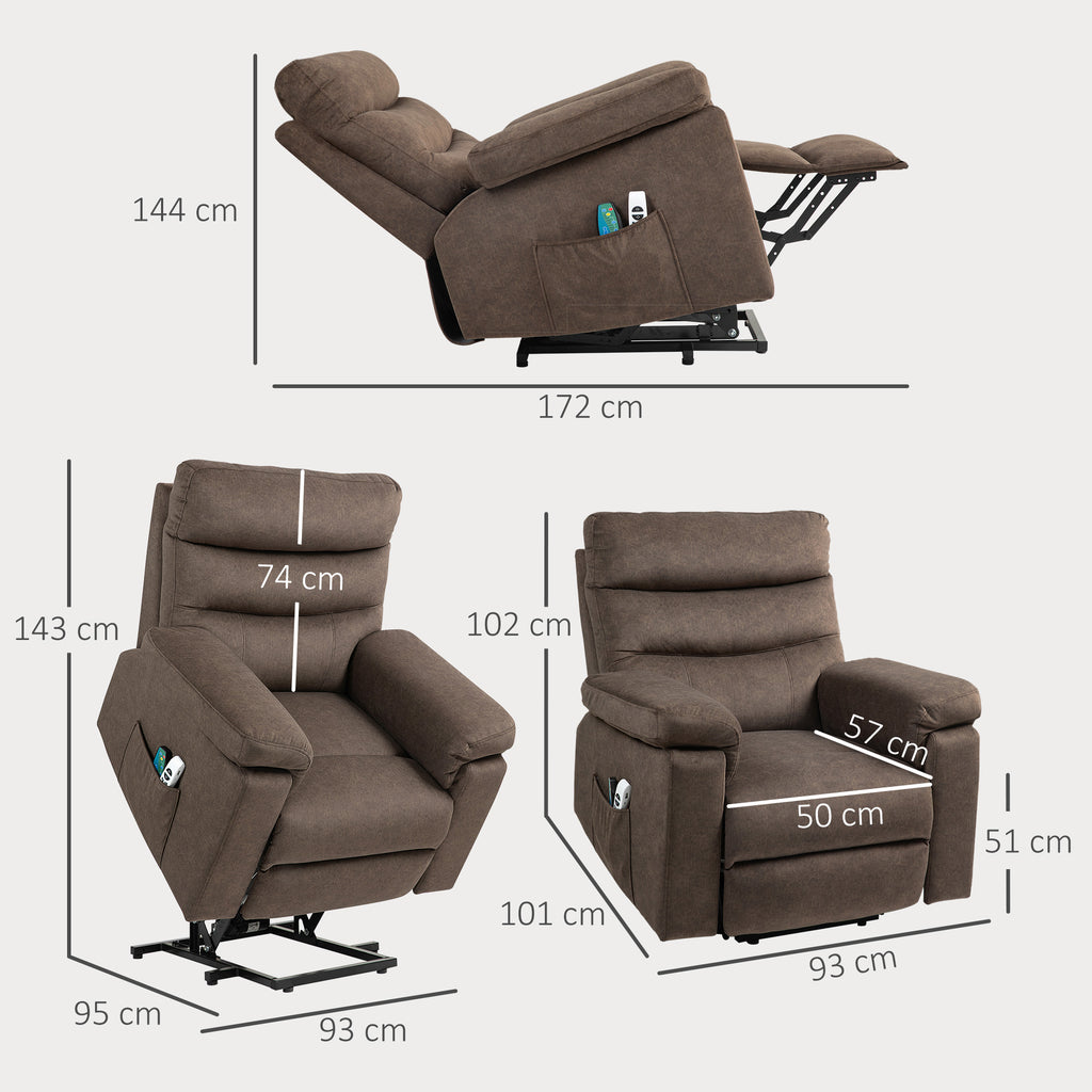 Lift Reclining Massage Chair with Heat and Dual Motors, Dark Brown