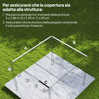 Outsunny Coffee White Polyester UV-Resistant Outdoor Pergola Cover with 8 Drainage Holes, 286x245 cm