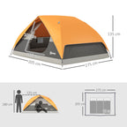 Waterproof 3-Person Camping Tent with Pockets, Lantern Hook and Carry Bag, Orange