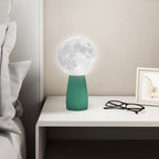 Moon-Shaped Table Lamp with 3 Colors and 10 Brightness Levels, ABS, Ø15x28 cm, White and Dark Green