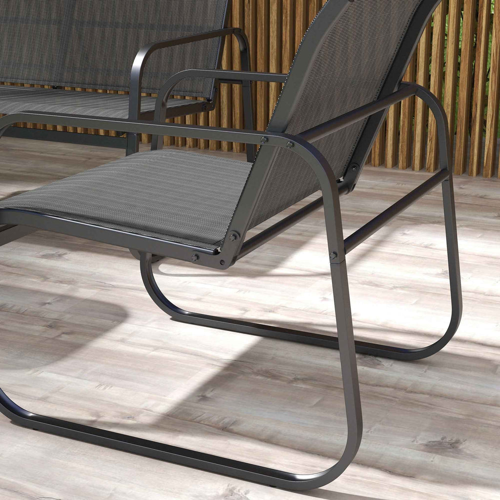 Outsunny 4-Piece Garden Lounge Set with 2 Armchairs, 2-Seater Sofa and Table, Black