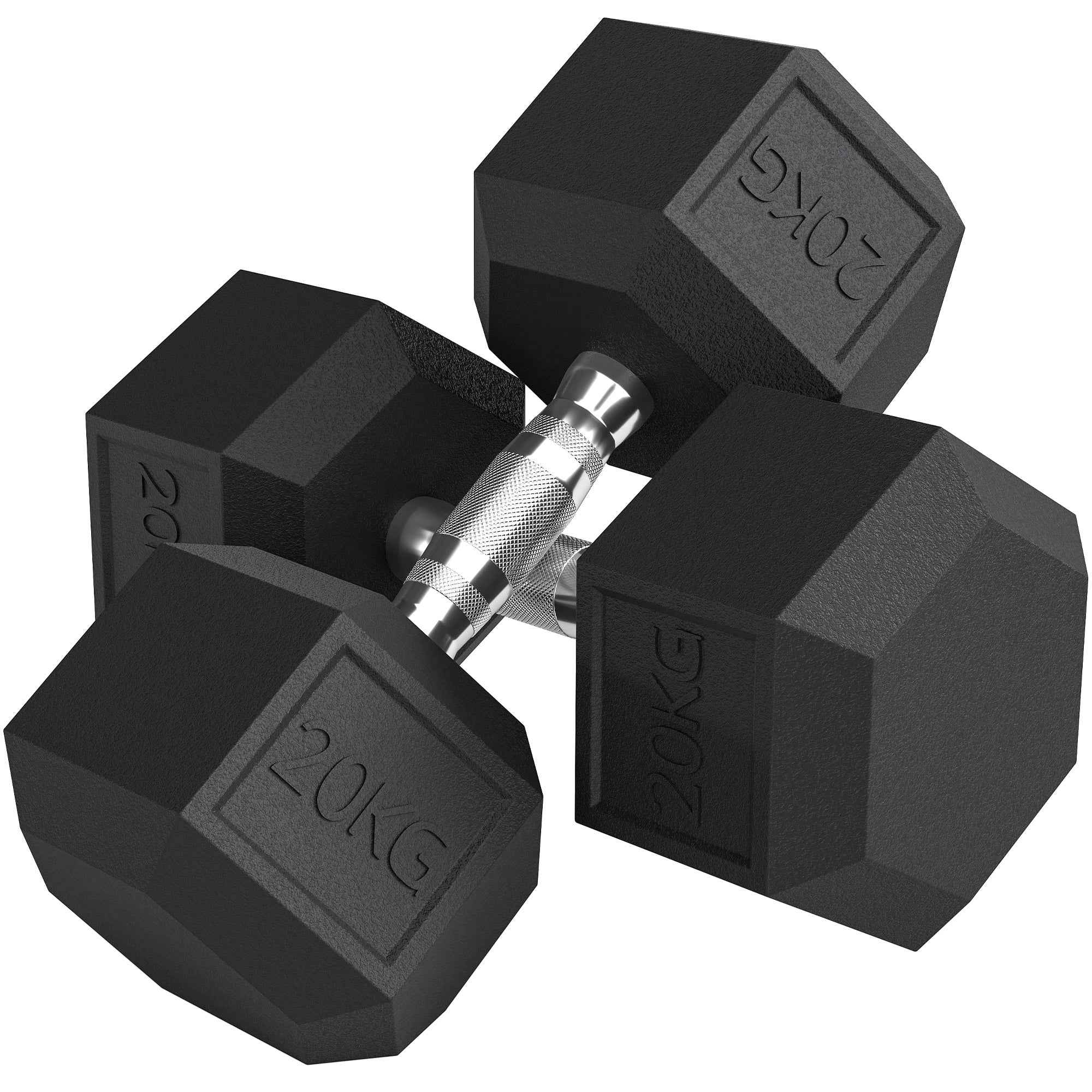 2x20kg Dumbbell Set with Non-Slip Grip, Metal Dumbbells for Home and Gym Fitness Training, Black
