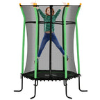 Trampoline for Children 3-10 Years with Zip Entrance and Padded Poles, Ø163.5x190 cm, Green