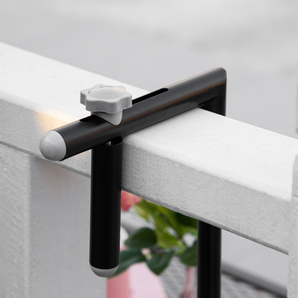 Folding and Adjustable Metal Railing Table, 60x60x57-72cm, Black