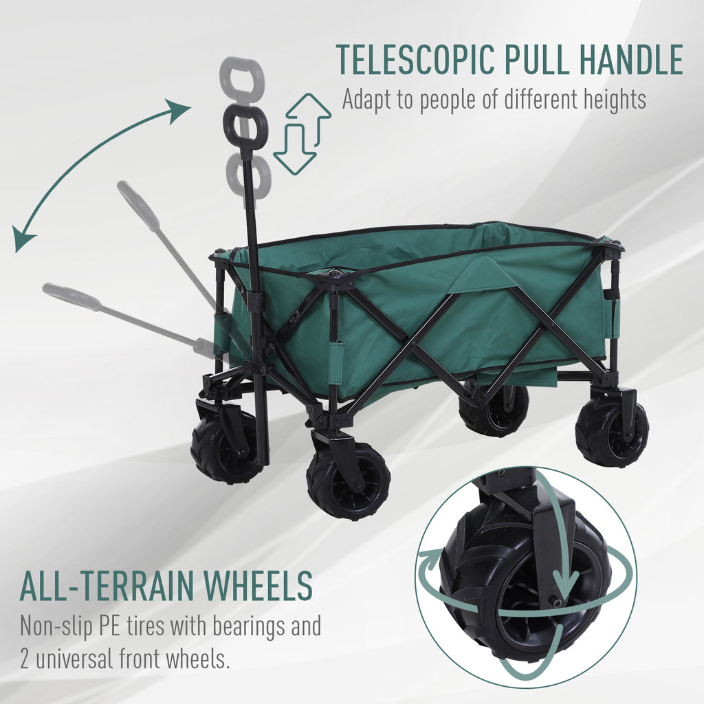 Outsunny Garden Trolley Max 70kg with telescopic handle, metal and Oxford fabric, 108x55 cm, green - Borgè